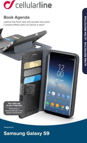 Чехол Cellularline для Samsung Galaxy S9, BOOKAGENDAGALS9K, черный