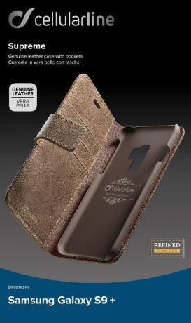 Чехол Cellularline для Samsung Galaxy S9+, SUPREMECGALS9PLN, коричневый