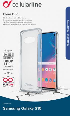 Чехол Cellularline для Samsung Galaxy S10, CLEARDUOGALS10T, прозрачный