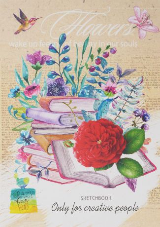 Скетчбук Miland Книги и цветы, формат A5, 48 листов