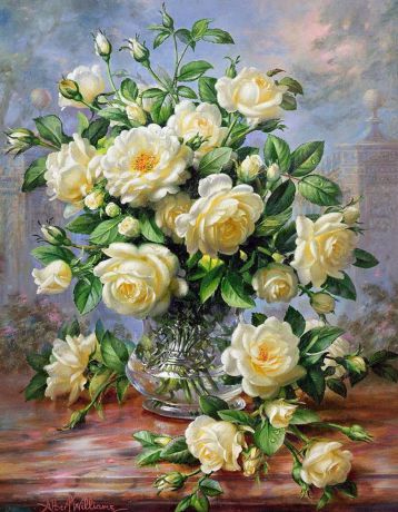 Картина по номерам ВанГогВоМне "Белые розы" 40х50см
