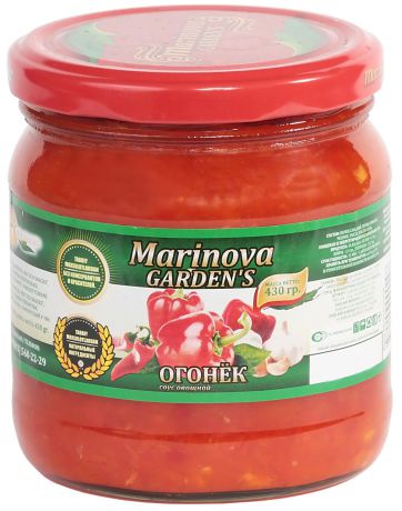 Овощные консервы Marinova Garden Соус Огонек "Премиум" 430 г. Стеклянная банка, 500
