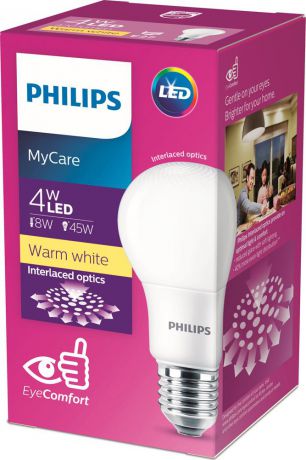 Лампочка светодиодная Philips Premium LEDBulb, 929001914537, цоколь E27, 4W, 3000K