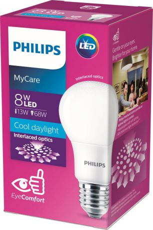 Лампочка светодиодная Philips Premium LEDBulb, 929001915537, цоколь E27, 8W, 6500K