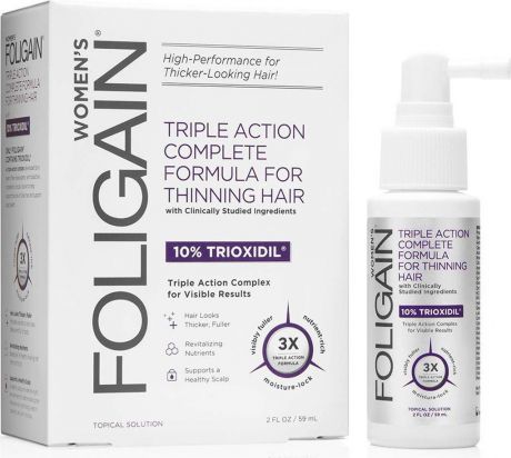 Средство для лечения кожи головы и волос для женщин Foligain Hair Regrowth With 10% Trioxidil, 59 мл