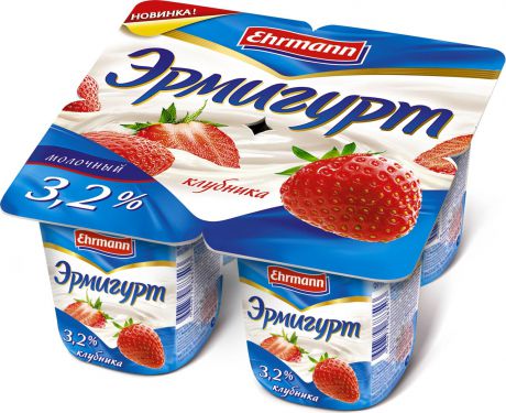 Йогуртный продукт Эрмигурт молочный, клубника, 3,2%, 115 г