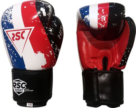 Перчатки боксерские RSC HIT PU, SB-01-146, белый, красный, синий, 10 oz