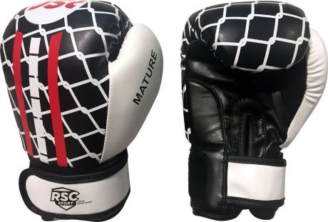 Перчатки боксерские RSC Mature PU DX, SB-16-1601, черный, белый, красный, 6 oz