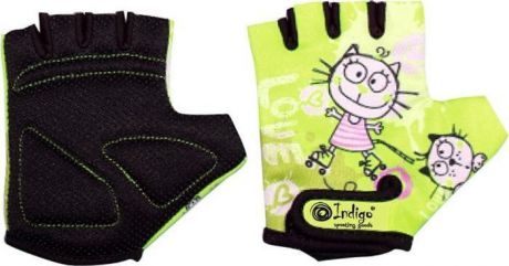 Велоперчатки детские Indigo Котик, SB-01-8875, зеленый, размер XS