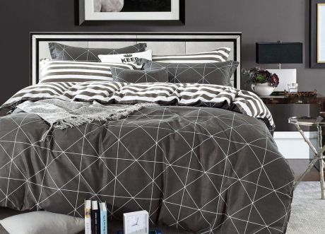 Комплект постельного белья Primavera Classic Вирдум, 1088S, темно-серый, 1,5 спальный, наволочки 70x70
