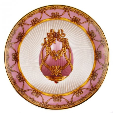 Декоративная тарелка Franklin Mint "Летний букет", розовый, золотой, бордовый, белый, бежевый, светло-коричневый