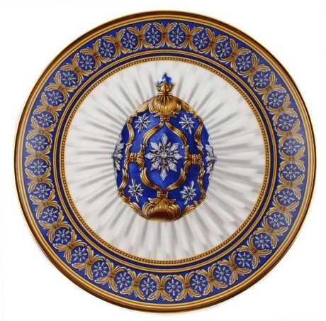 Декоративная тарелка Franklin Mint "Северная звезда", золотой, синий, белый, бежевый, серый