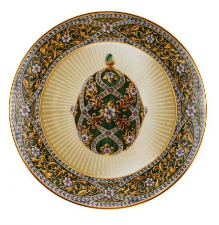 Декоративная тарелка Franklin Mint "Сад камней", зеленый, золотой, белый, бордовый, бежевый, розовый