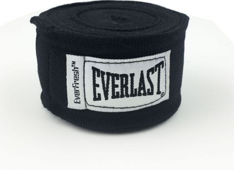 Боксерский бинт Everlast Elastic, 4463BK, черный, 2,5 м