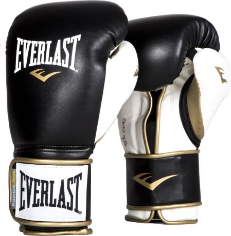 Боксерские перчатки Everlast Powerlock, тренировочные, P00000725, черный, белый, вес 14 унций