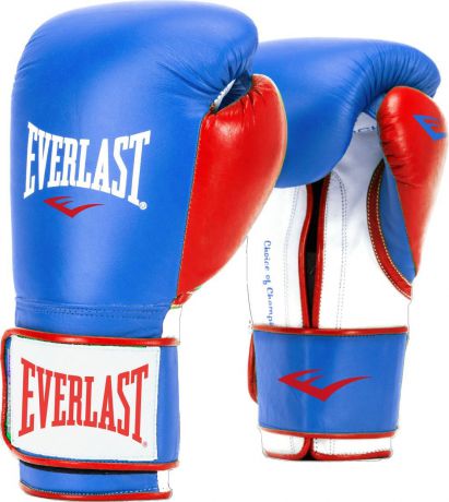 Боксерские перчатки Everlast Powerlock, тренировочные, P00000728, синий, красный, вес 16 унций
