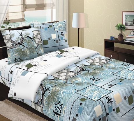 Комплект постельного белья ТК Традиция Традиция, для сна и отдыха, голубой, белый
