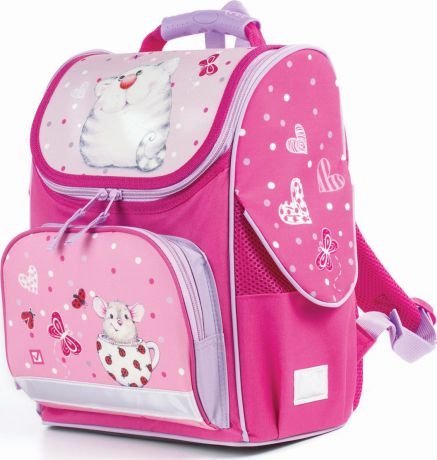 Ранец для девочки Brauberg Style Кошка и мышка, розовый, 22 л