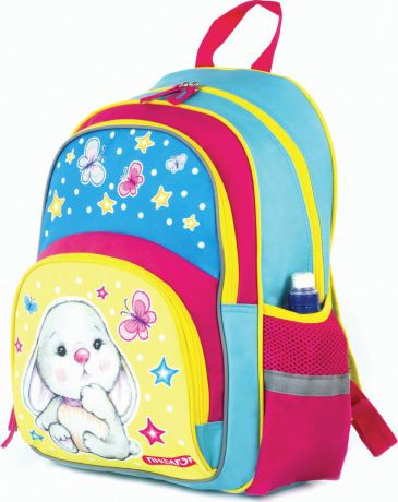 Рюкзак для девочки Пифагор Пифагор+ Зайчик, для начальной школы, бирюзовый, 16 л