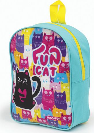 Рюкзак для девочки Пифагор Черный кот, бирюзовый