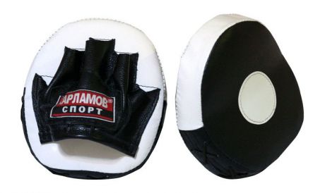 Лапы боксерские Харламов-Спорт Лапы блинчик гнутый (пара), белый, черный