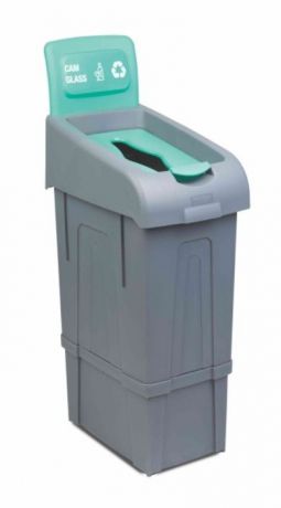 Мусорное ведро FANTOM PROFESSIONAL Ведро для раздельного сбора мусора (стеклянных отходов), полипропилен, 34x55x105 см, зеленый, серый