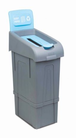 Мусорное ведро FANTOM PROFESSIONAL Ведро для раздельного сбора мусора (бумажных отходов), полипропилен, 34x55x105 см, голубой, серый