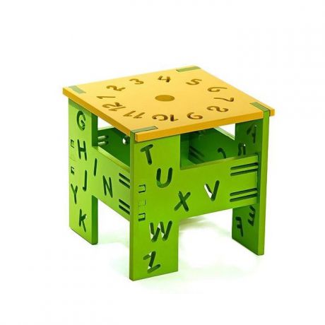 Детский стул Форатойс игровой "Часы" с циферблатом и буквами, зеленый, желтый