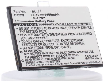 Аккумулятор для телефона iBatt BL171, CS-LTA600SL для Lenovo A390, A368, A356, A376, A319, A500