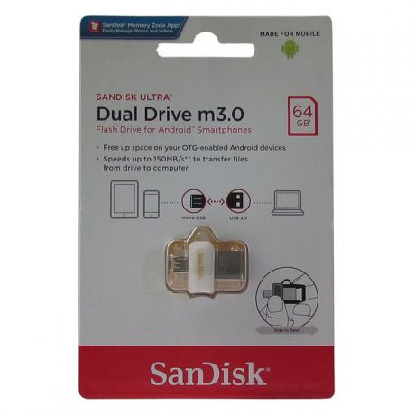 USB Флеш-накопитель SanDisk Ultra DDD3 USB + micro USB 3.0 64GB