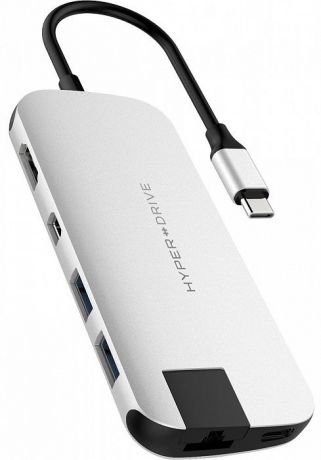 USB-концентратор HyperDrive Slim 8-in-1 USB-C Hub, серебристый