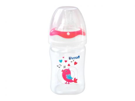 Бутылочка для кормления UVITON с широким горлышком 150мл розовый