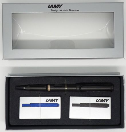 Lamy Набор: ручка перьевая Safari цвет корпуса темно-коричневый + картриджи 2 шт