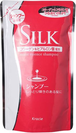 Kracie 74402 "Silk" Шампунь увлажняющий для волос с природным коллагеном (сменная упаковка), 350 мл
