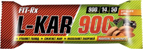 Энергетический батончик Fit-Rx L-Kar 900, миндаль, изюм, 50 г