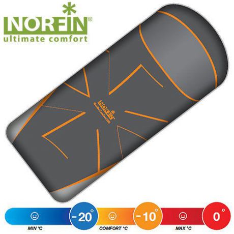 Мешок-одеяло спальный Norfin NORDIC COMFORT 500 NS L, цвет: оранжевый/серый, левосторонняя молния