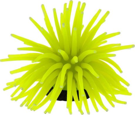 Коралл для аквариума Уют "Разноцветные щупальца" силиконовый ,цвет:желтый 10 см.