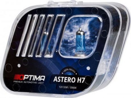 Лампа автомобильная Optima Astero, галогеновая, H7 +80% White 5000K, HASH7