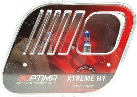 Лампа автомобильная Optima Xtreme, галогеновая, H1 +130% light 4200K, HXTH1