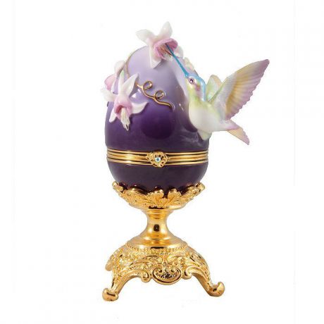 Яйцо декоративное Faberge Колибри, золотой, фиолетовый, желтый