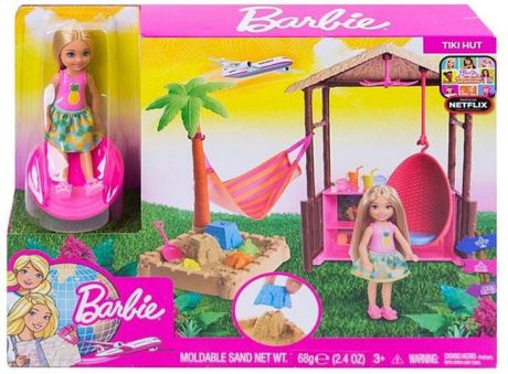 Игровой набор с куклой Barbie "Путешествия Челси и хижина", FWV24