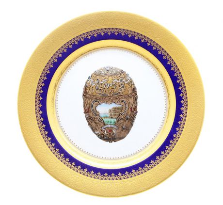 Тарелка для украшений Faberge НПО 230319-74, белый, золотой, синий, коричневый