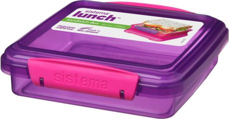 Контейнер для сэндвичей "Sistema", цвет: прозрачный фиолетовый, розовый, 450 мл