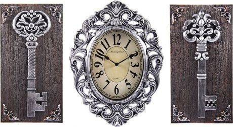 Комплект для интерьера Русские подарки Настенные часы + Панно, 2 шт, 122333, серый
