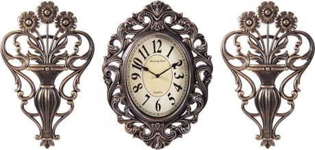 Комплект для интерьера Русские подарки Настенные часы + Панно, 2 шт, 122336, бронза