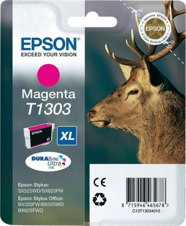 Картридж струйный Epson T1303 C13T13034012 для Epson B42WD, Magenta