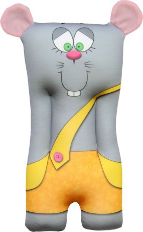 Подушка-игрушка Штучки, к которым тянутся ручки Антистрессовая "Руки в брюки" мышь, серый, желтый