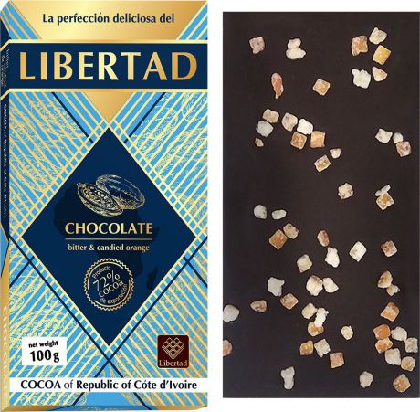 Шоколад Libertad Горький 72% с апельсином, 100 г