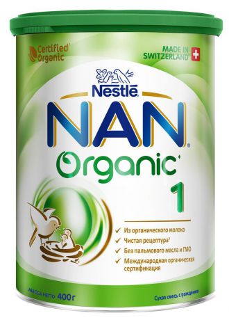 Сухая адаптированная молочная смесь NAN 1 Organic, для детей с рождения, 400 г