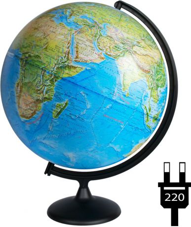 Глобусный мир Глобус с физической/политической картой мира диаметр 42 см с подсветкой